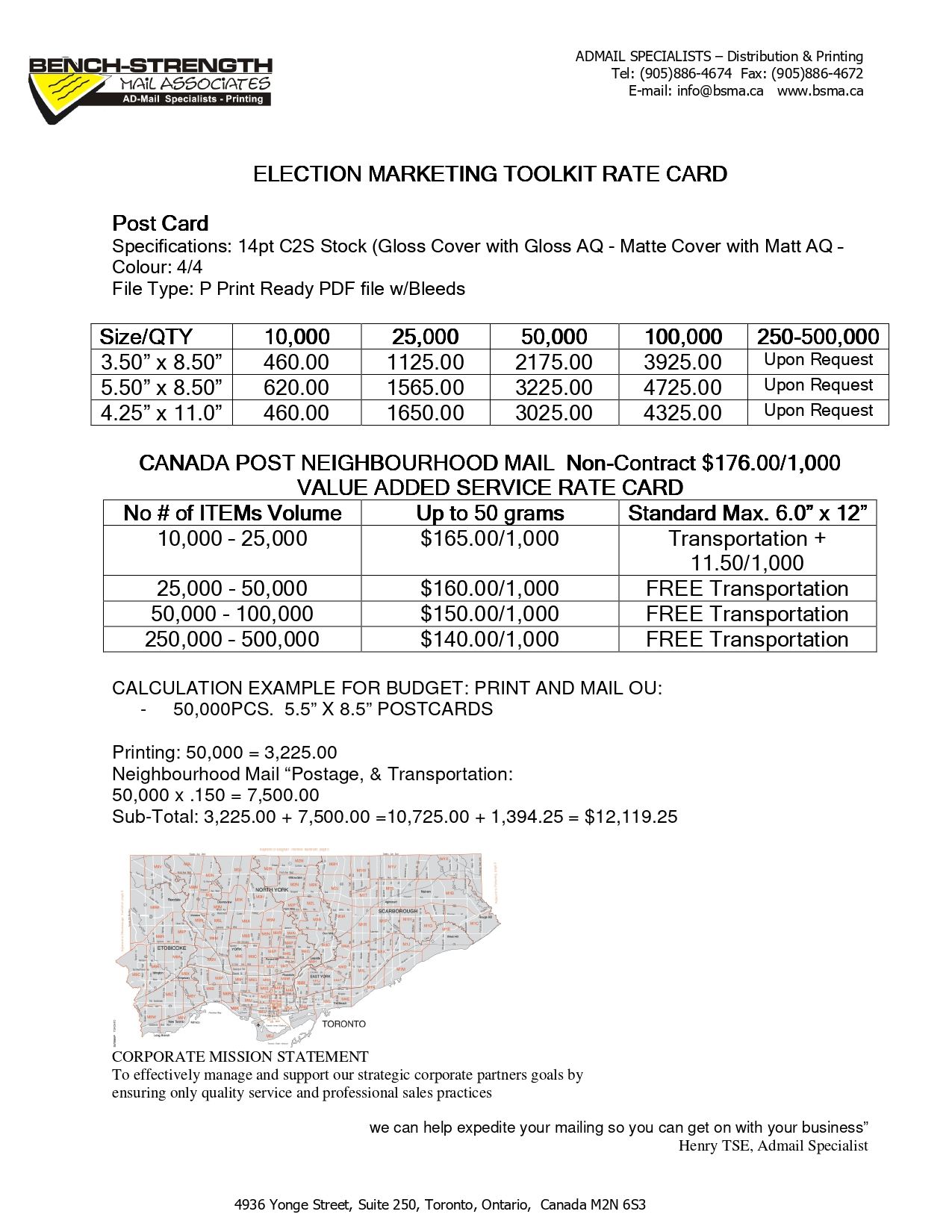 TORONTO MAYOR ELECTION MARKETING TOOLKIT RATE CARD page 0001 - 2024 Neighbourhood Mail™ Overview of Changes